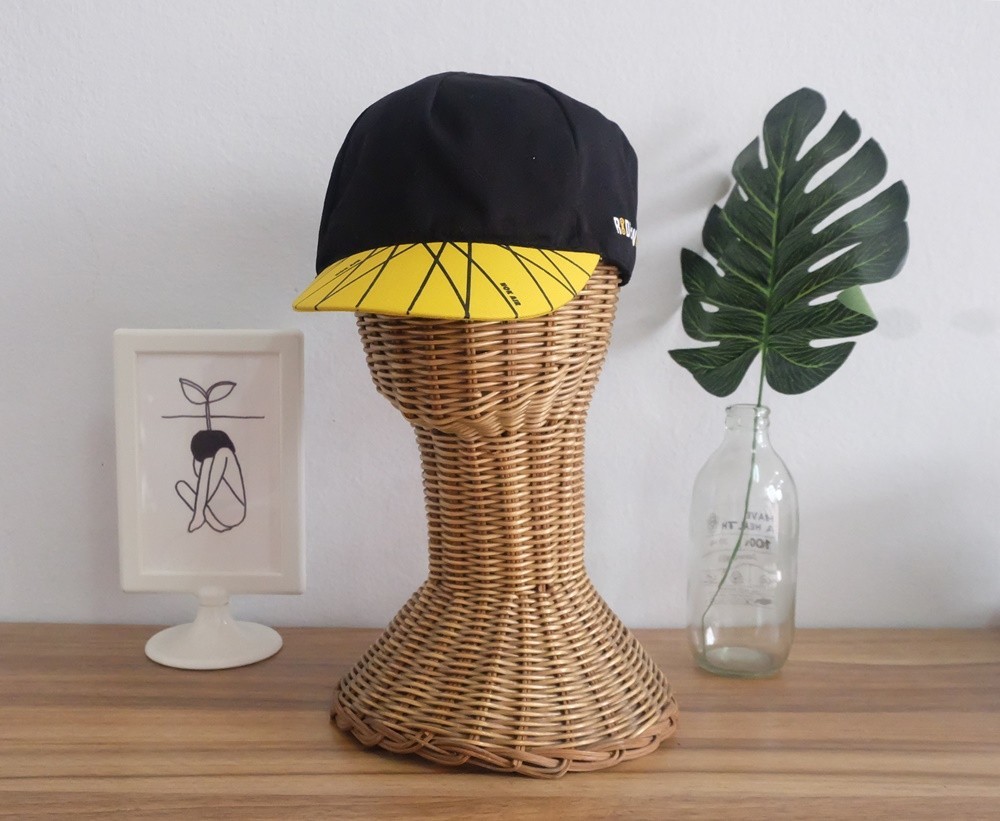 Nok Air Cycling Cap Black Yellow Short Brim Bicycle Hat Aviation Promo