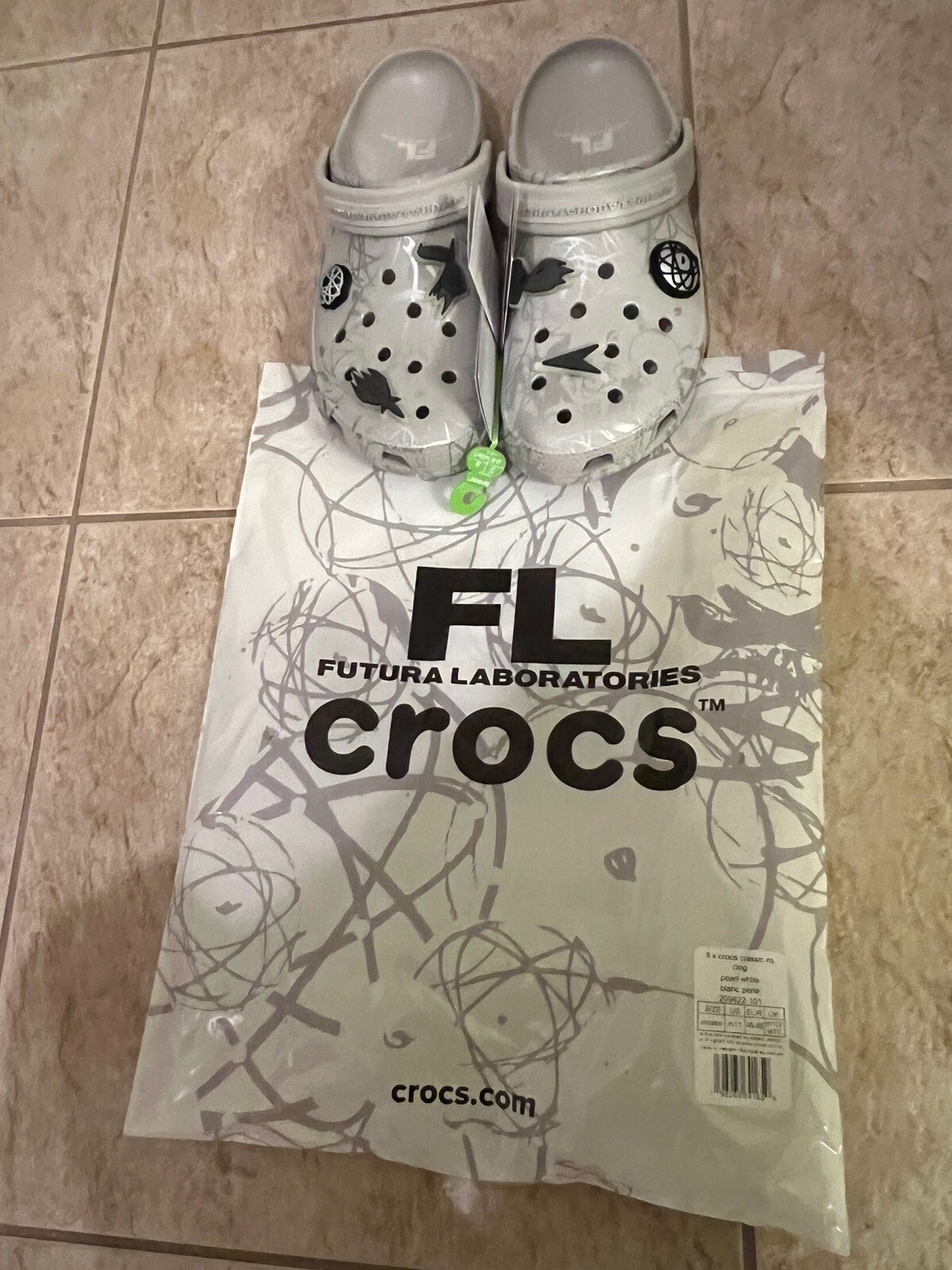 Futura Laboratories x Crocs Classic Clog – Pearl White Size 11 Limited In Hand