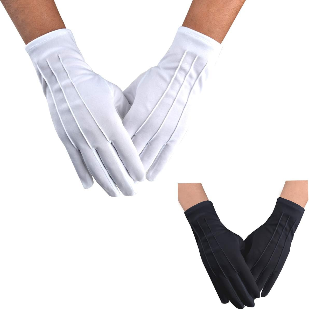 Men Formal Tuxedo Honor Guard Parade Nylon Cotton Gloves 26Cm