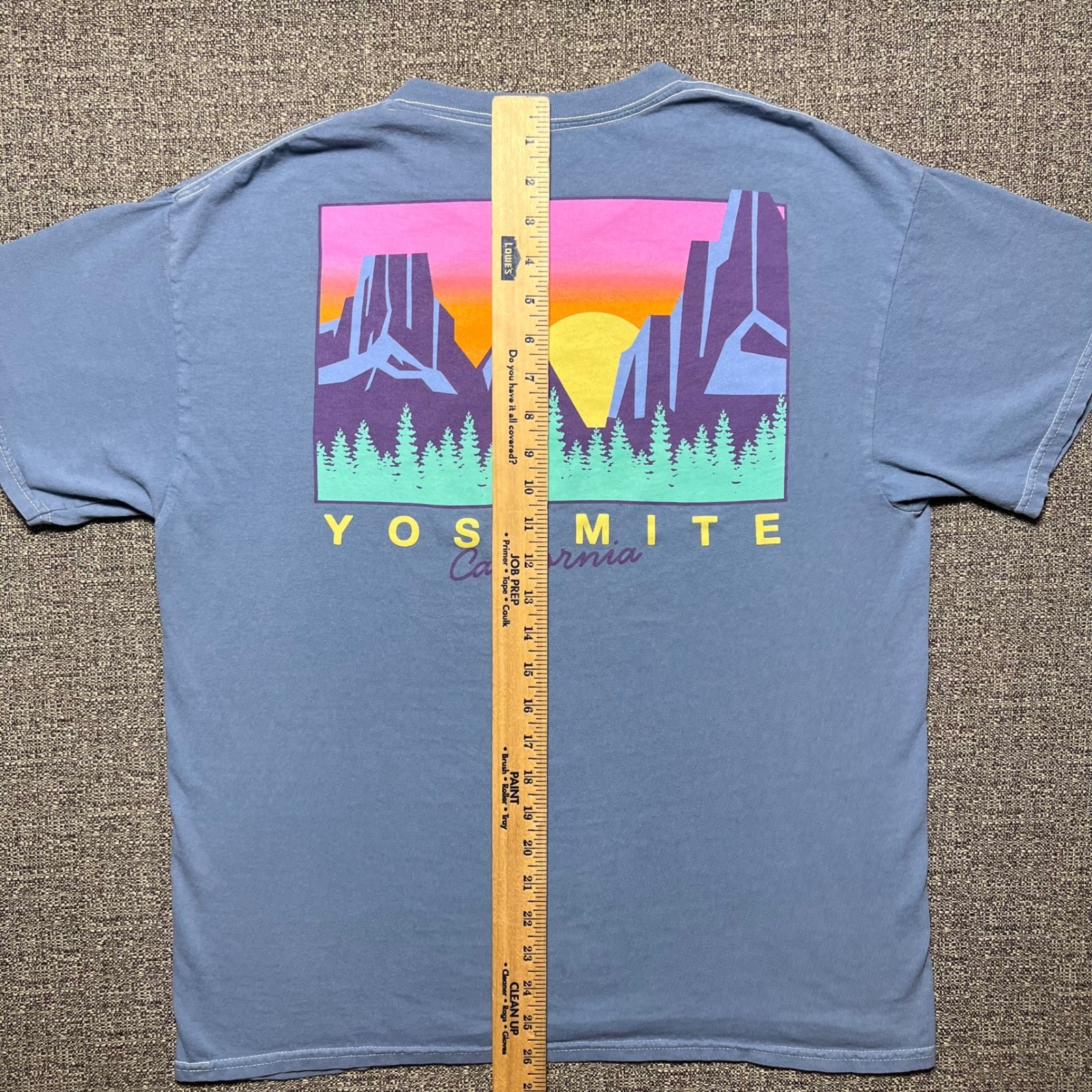 Yosemite National Park Sunset Mountain Double Sided Blue T Shirt Mens Medium