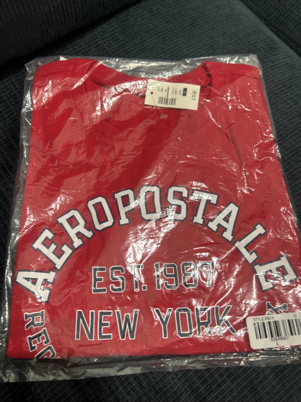 Aeropostale Shirt Red New York Large New In Packaging Made In Guatemala- Unisex-
