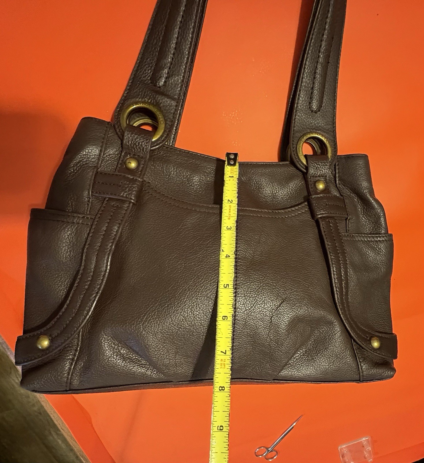 Tignanello Brown Pebble Leather Shoulder Bag Purse
