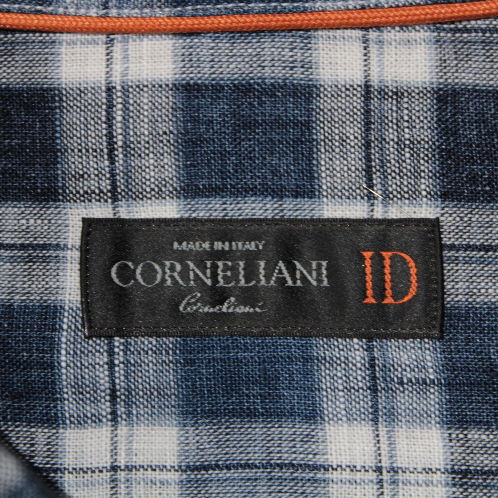 Corneliani NWT Casual Button Down Shirt Size M In Blue Plaid Linen