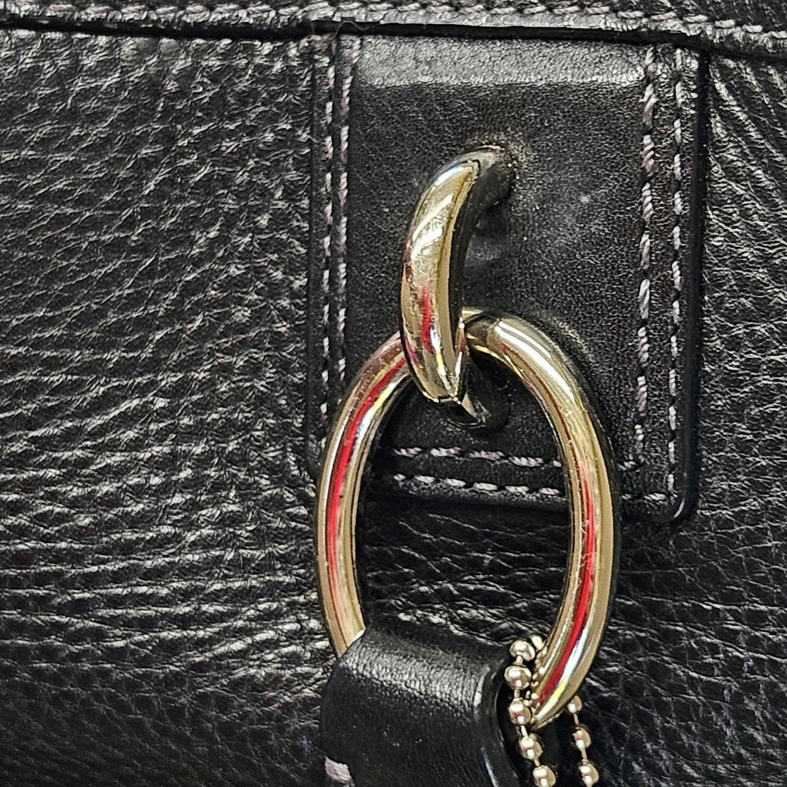 COACH Penelope Shoulder Bag Black Pebbled Leather F19264 Front Turn-Lock Tote