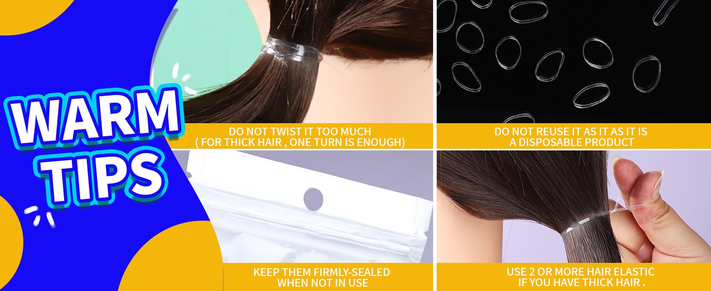 Clear Elastic Ties Hair Elastics, Clear Elastics Rubber Bands for Hair Rubber