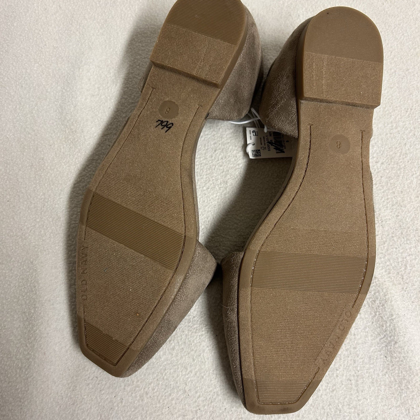 Old Navy D’Orsay Flats Women size 8 Taupe Faux Sueded Upper Slip On NWT no box