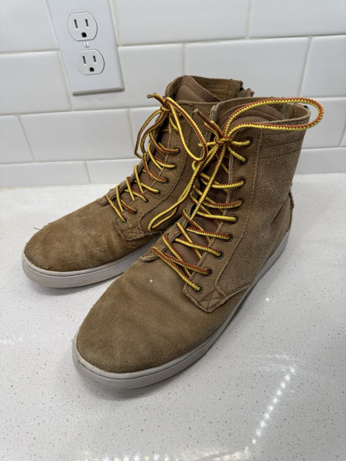 Supra WOLF S62004 Suede LACE UP Sneaker Brown High Top Size 11 Mens Rear Zip