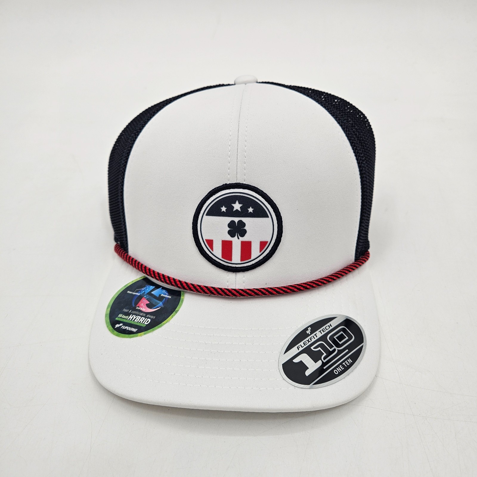 Black Clover Loyal Hat White Navy Snapback Mesh Flexfit Tech 110 American NEW