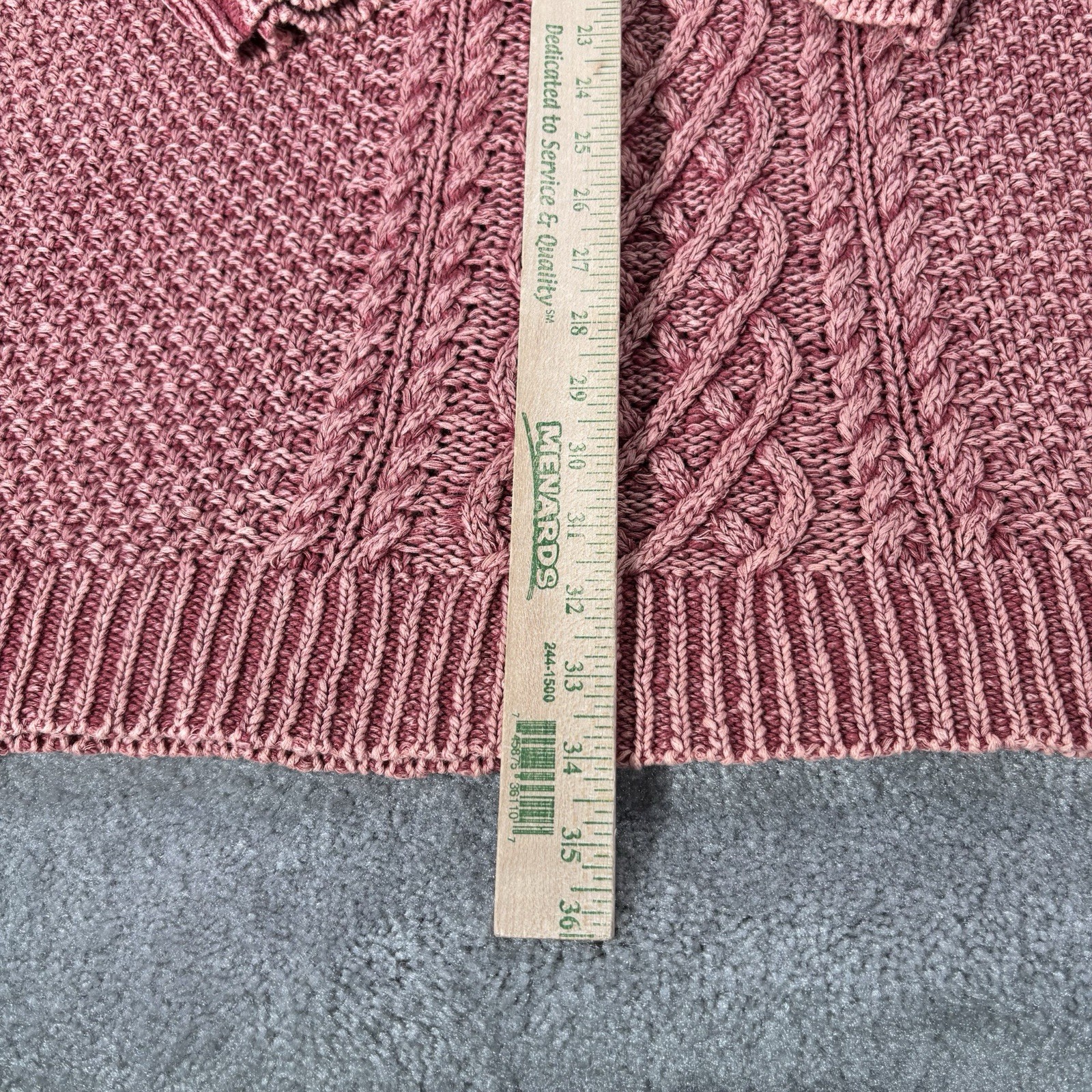 Free People Sweater Womens L Rose Pink Chunky Cable Knit Heavyweight Raglan