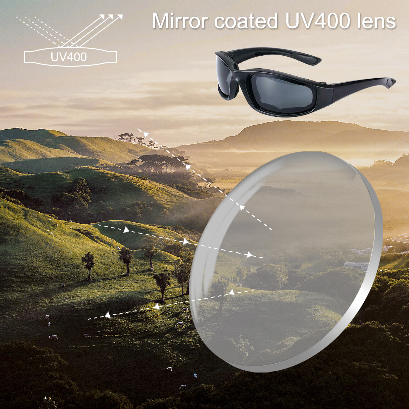 3 Pairs Chopper Padded Foam Wind Resistant Sunglasses Motorcycle Riding Glasses