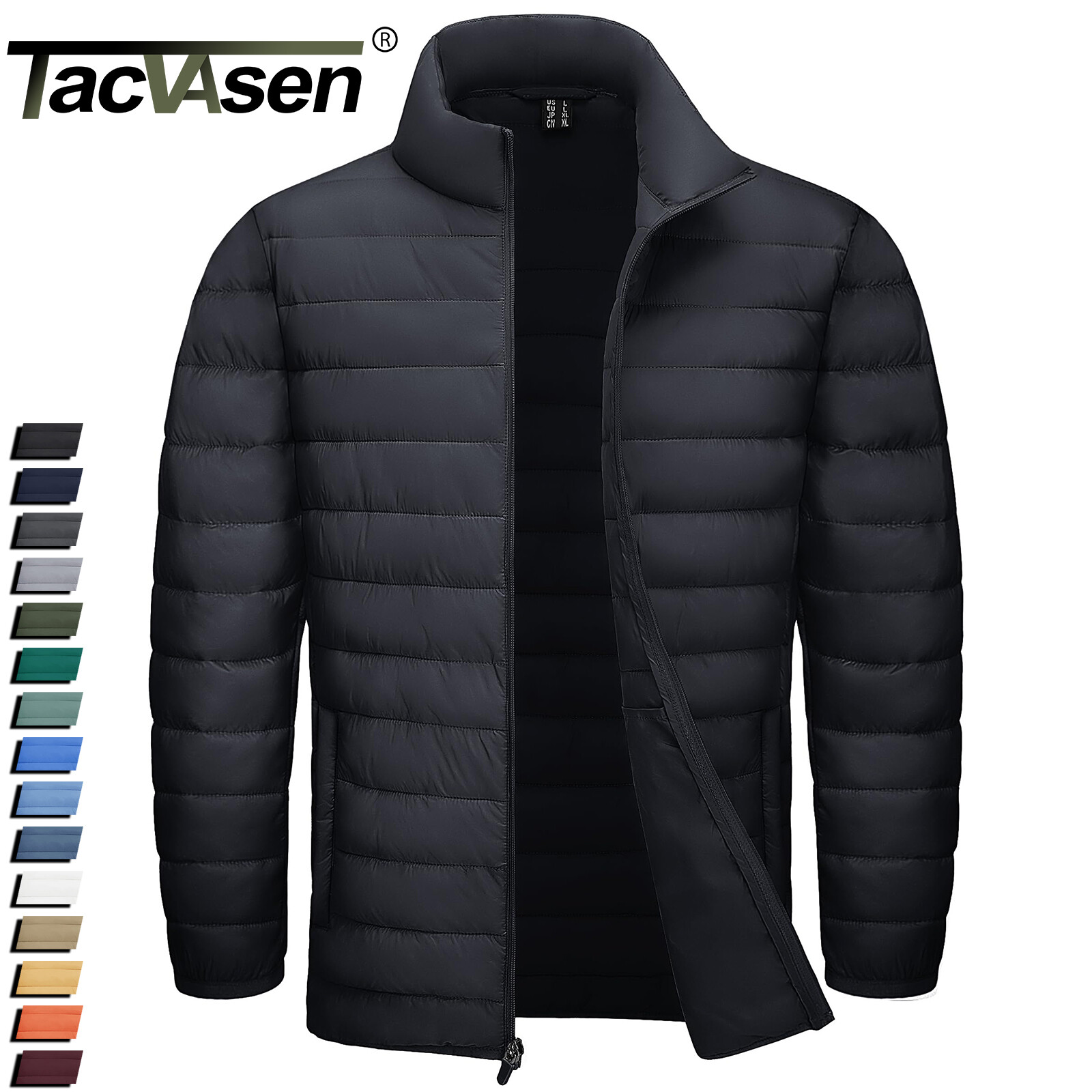 Men’s Lightweight Padded Puffer Jacket Full-Zip Warm Coat Winter Quilted Outwear