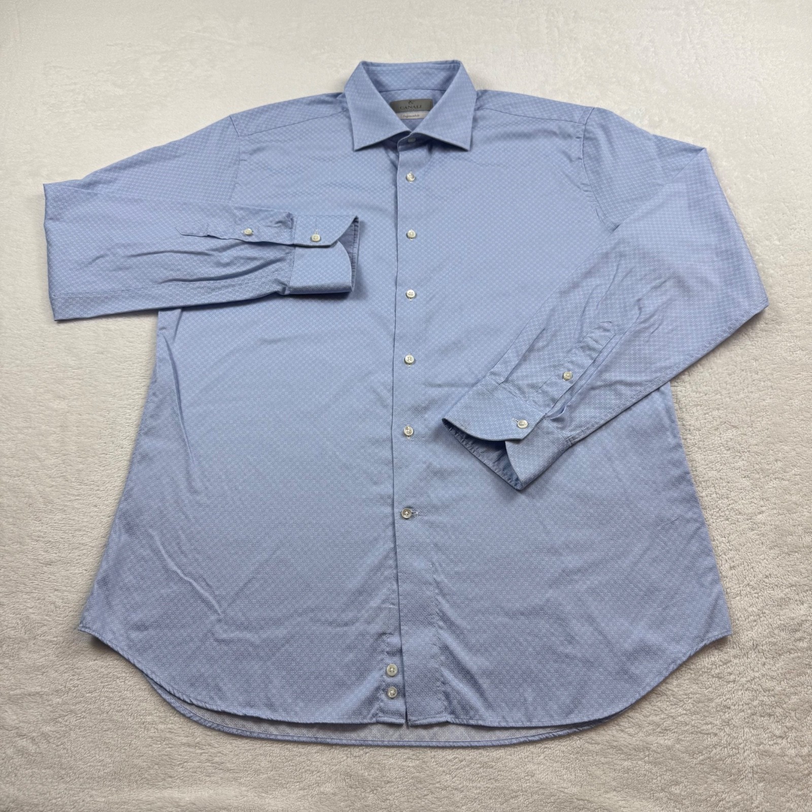 CANALI 1934 Impeccabile dress shirt Men’s size 43/17 Blue Geometric Button Up