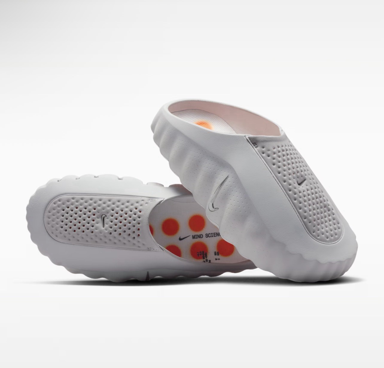 Nike Men’s Slide Sandals White/Orange Logo Slip-On Plastic Comfort US 11.5