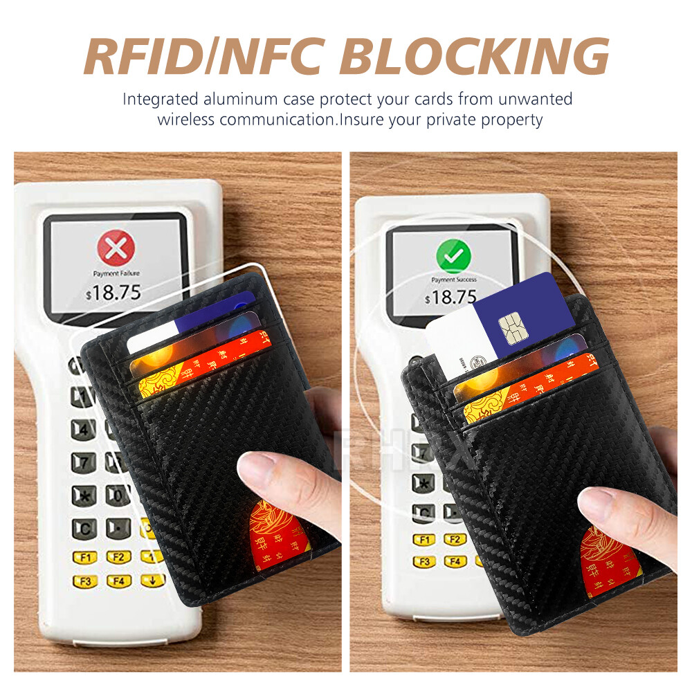 Mens RFID Block Slim Wallet Credit Card ID Holder Minimalist Front Pocket Wallet