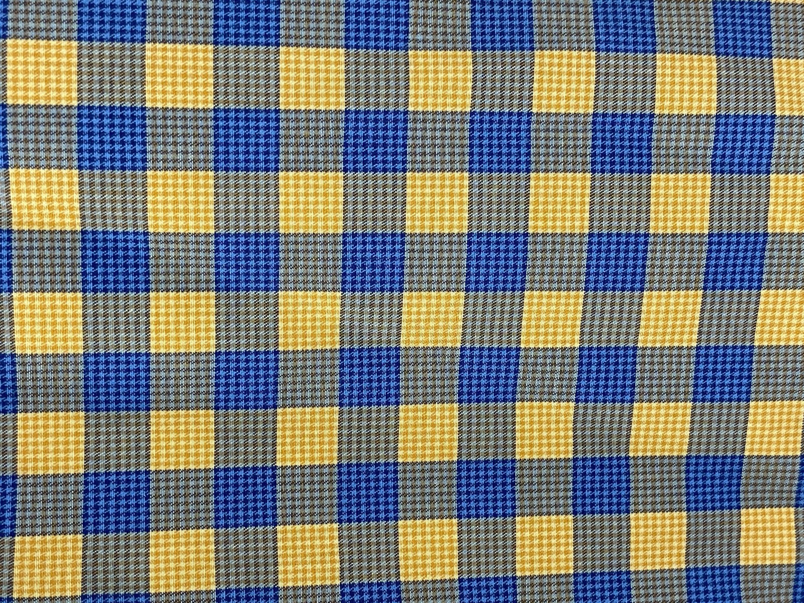 Eton Shirt Mens 16 41 Yellow Blue Gingham Slim Fit Dress 24.5 in Sleeve Cotton