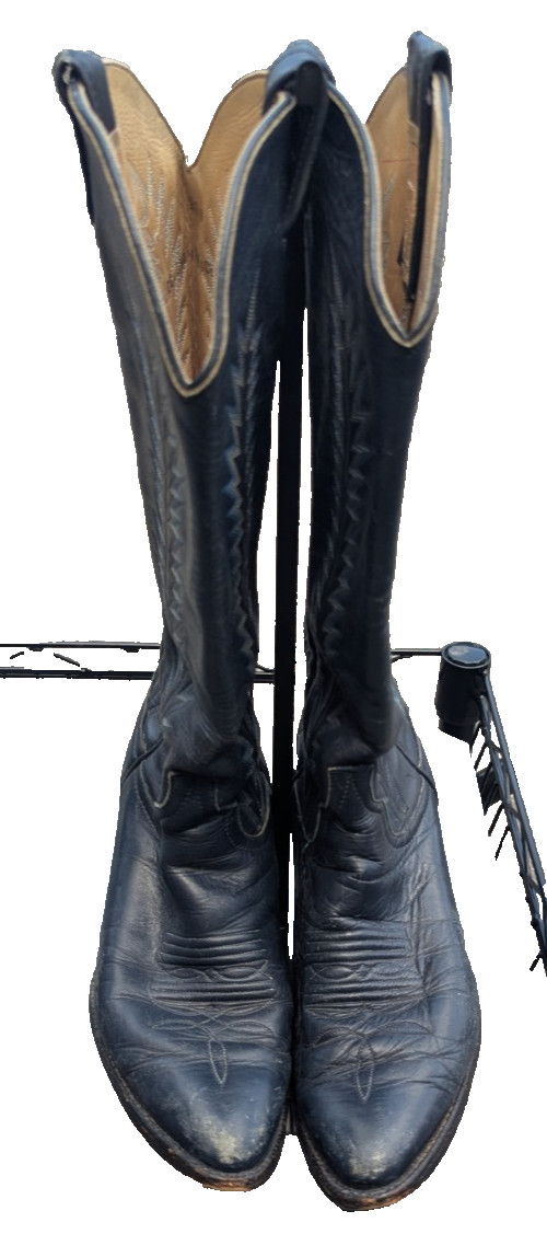 1970’s Larry Mahan Womens 9B deep Blue Tall 14.5″ High Cowgirl Boots Made in TX