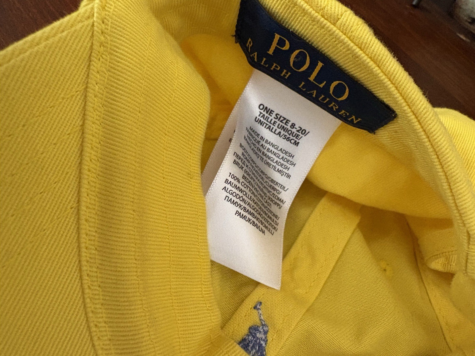 NWOT Ralph Lauren Boys Yellow Embroidered Navy Logo Adjustable Cap size 8-20