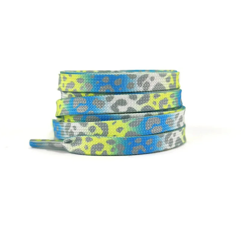 Fashion Flat Shoelaces for Sneakers Color Leopard Print Tie-dye Gradient Sho