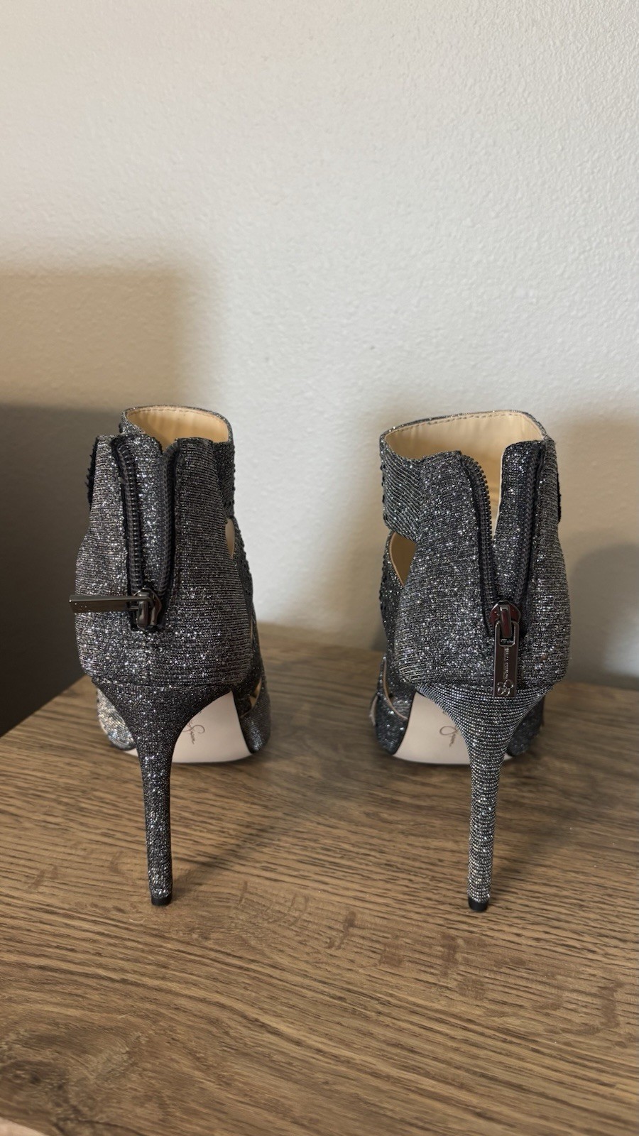 Jessica Simpson Pewter /black Stiletto Size9.5 M Worn Once