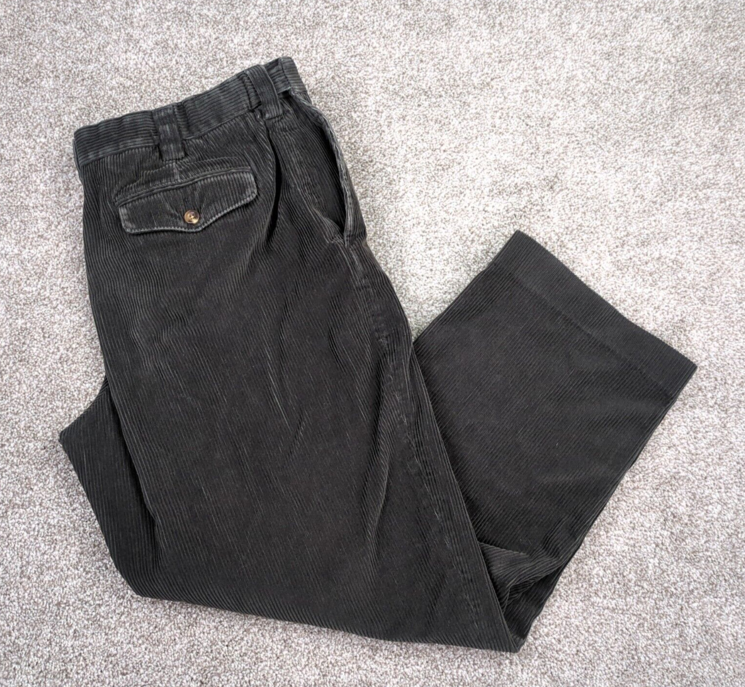 LL Bean Pants Mens 38 Black Corduroy Club Pant Casual Dressy Preppy Big Whale