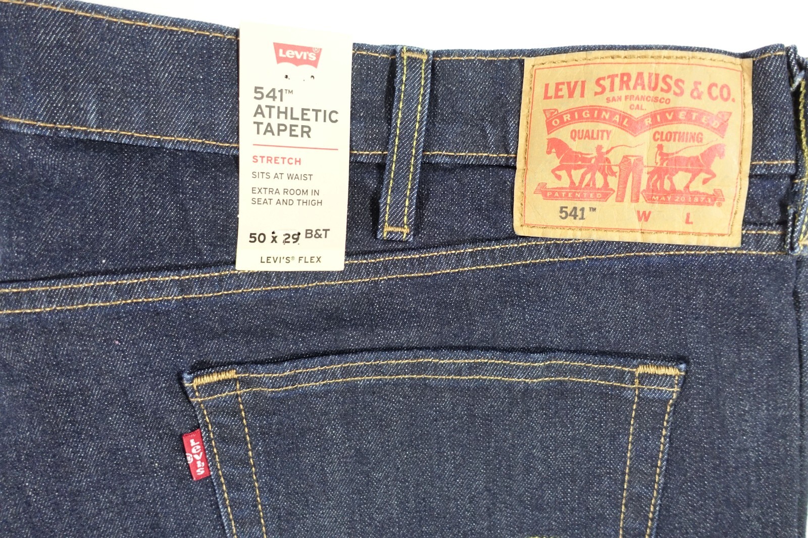 Levis 541 Athletic Taper Fit Stretch Jeans Men 50×29 Big & Tall
