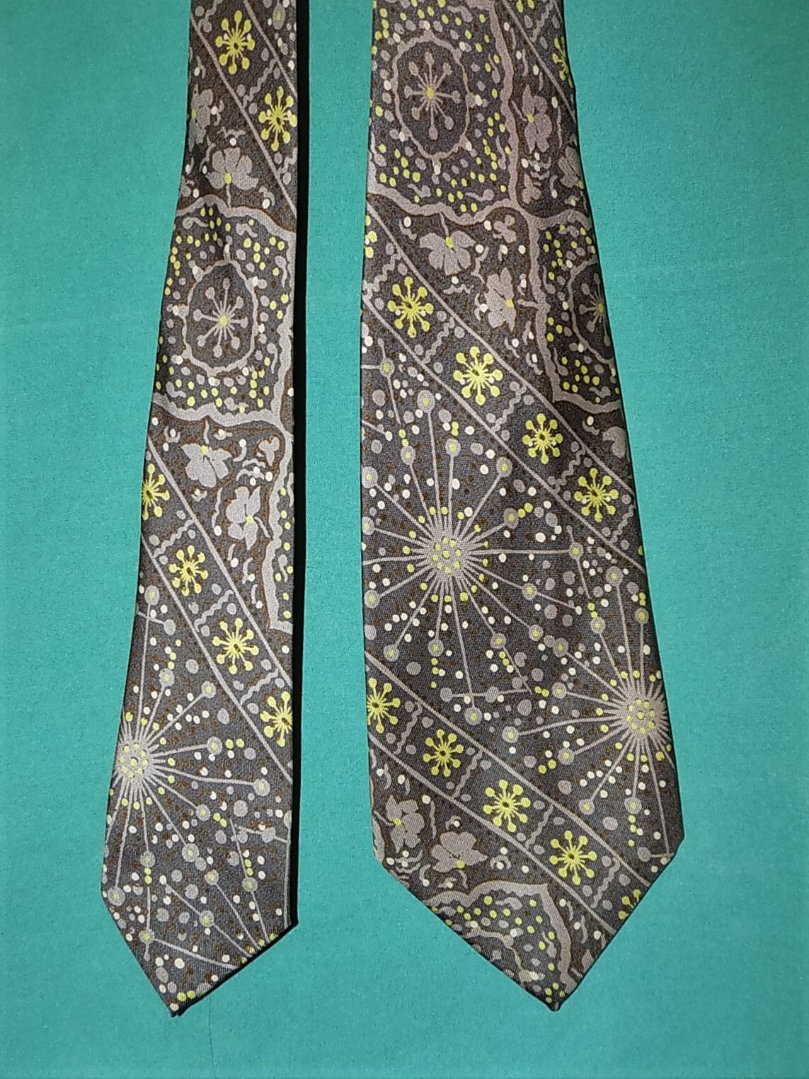 Exc! VINTAGE 30s-40s SILK NECK TIE, CARDINAL N.Y. ART DECO, 53″ x 3 3/4″ x2 3/8″
