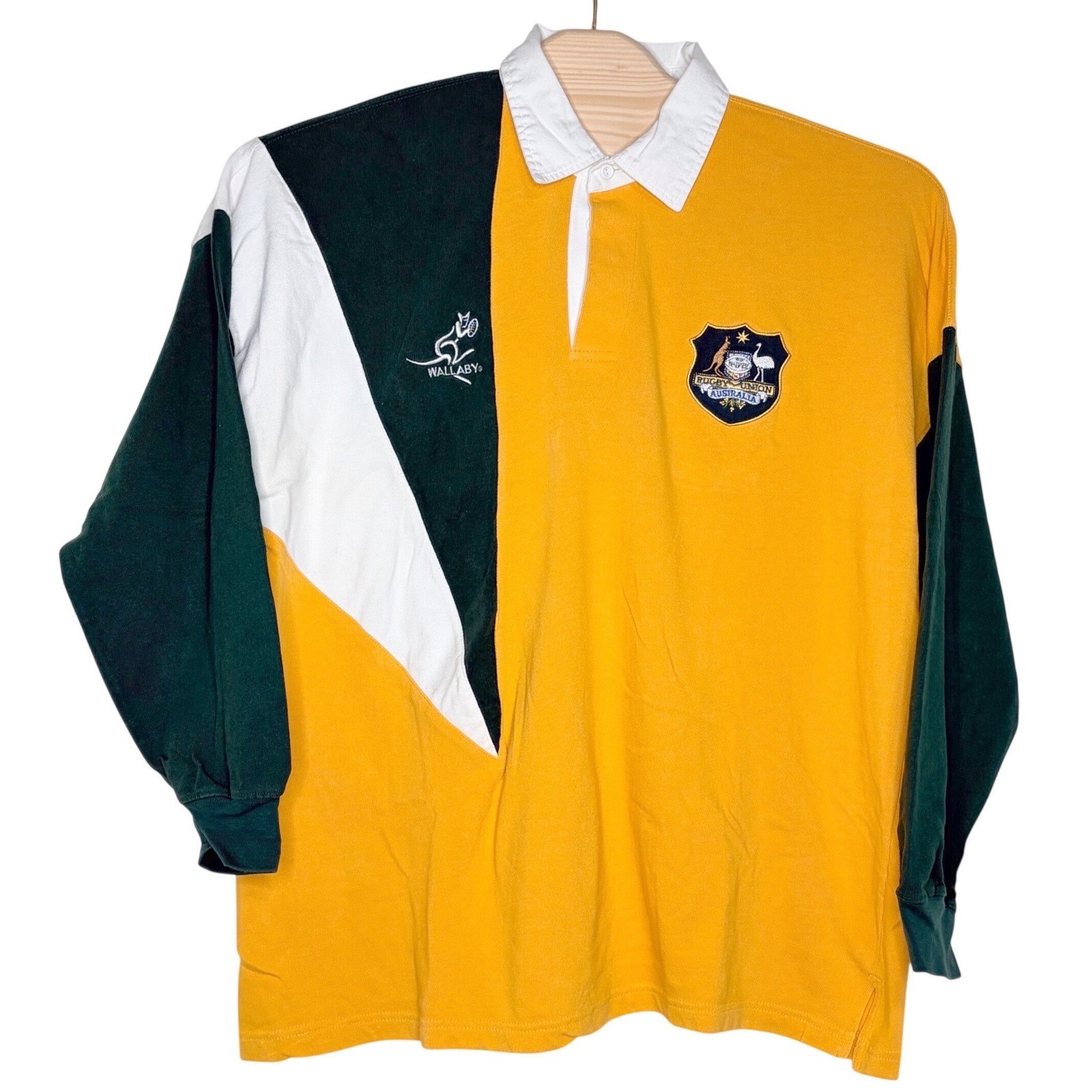 Rugby Sevens 2000 Australia Rugby Polo XXL Yellow Green Wallaby Colorblock