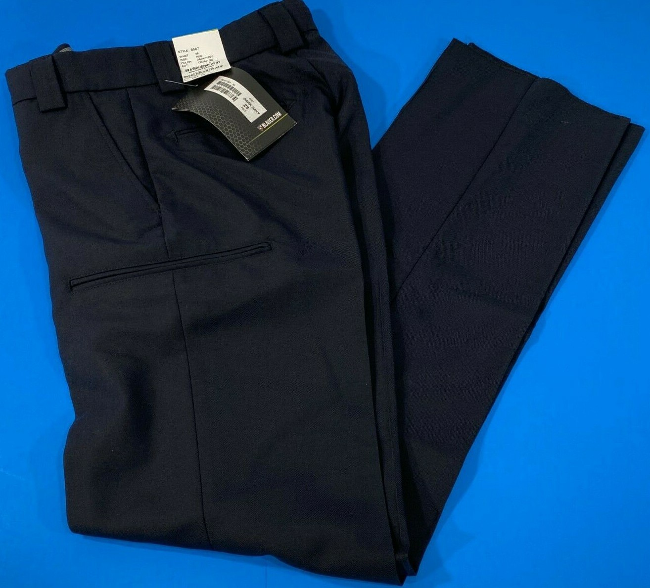 NWT MENS BLAUER 8567 6-POCKET WOOL BLEND PANTS DARK NAVY 30×36 UNHEMMED