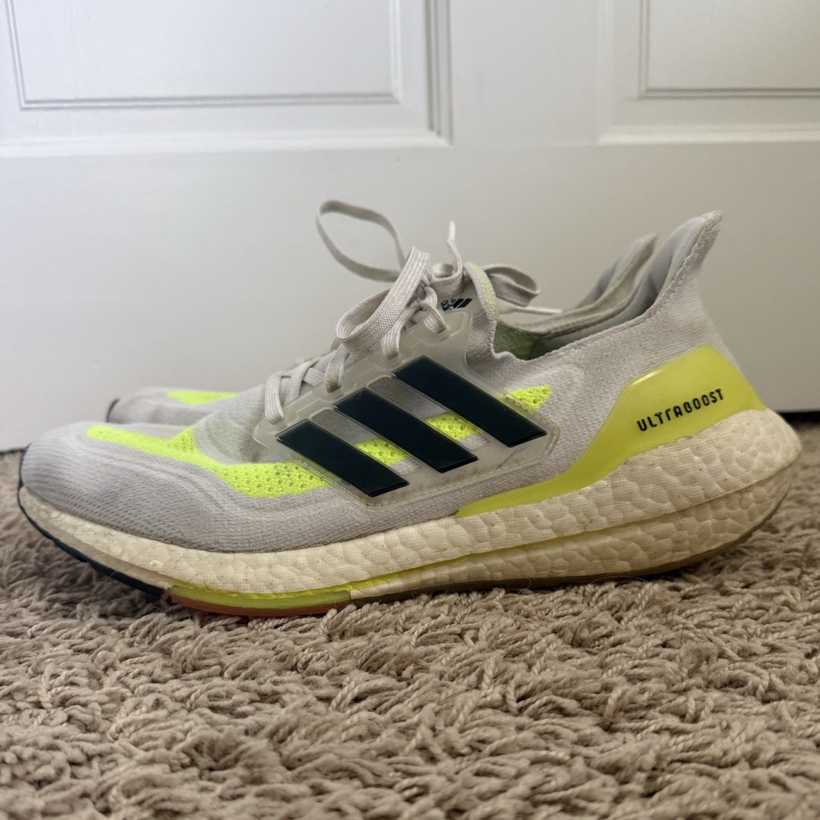 Women’s adidas UltraBoost 21 White Solar Yellow Size 10.5