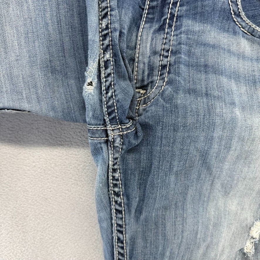 Buckle BKE Jeans men’s 32 S Blue Denim Jake Straight Baggy loose Distressed Logo