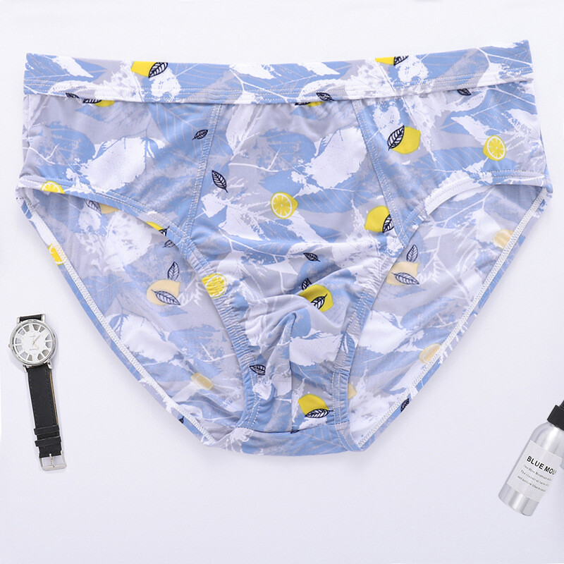 6XL Men’s Panties Ice Silk Underwear Men’s Shorts Lace Low-rise Briefs U Pouch