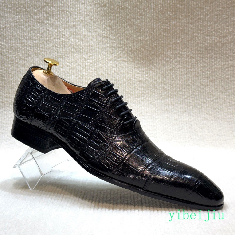 Mens Alligator Crocodile Pattern Business 100% Real Leather Dress Shoes Handmade