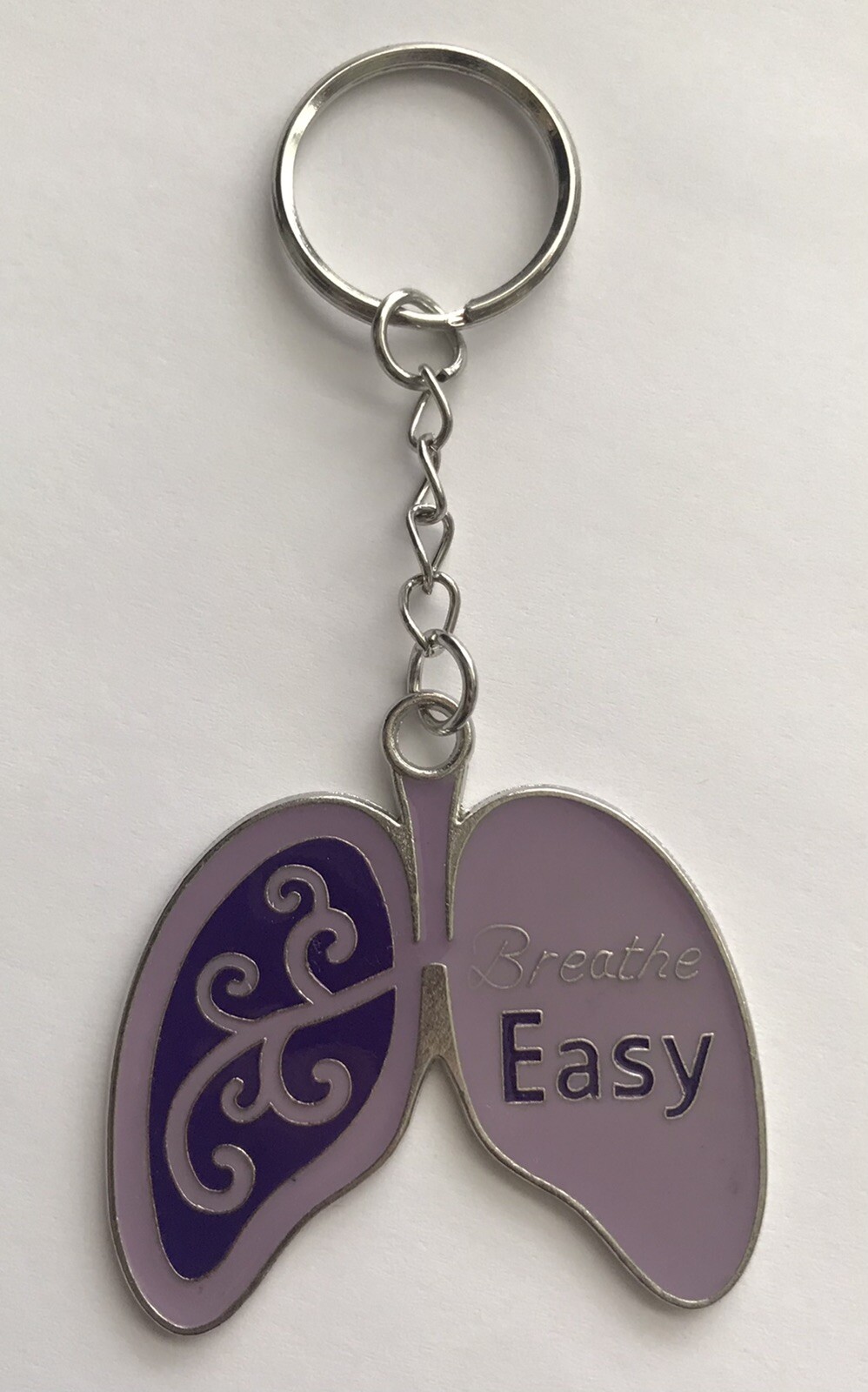 New Cystic Fibrosis Awareness Breath Easy Metal Purse Keychain~Very Nice