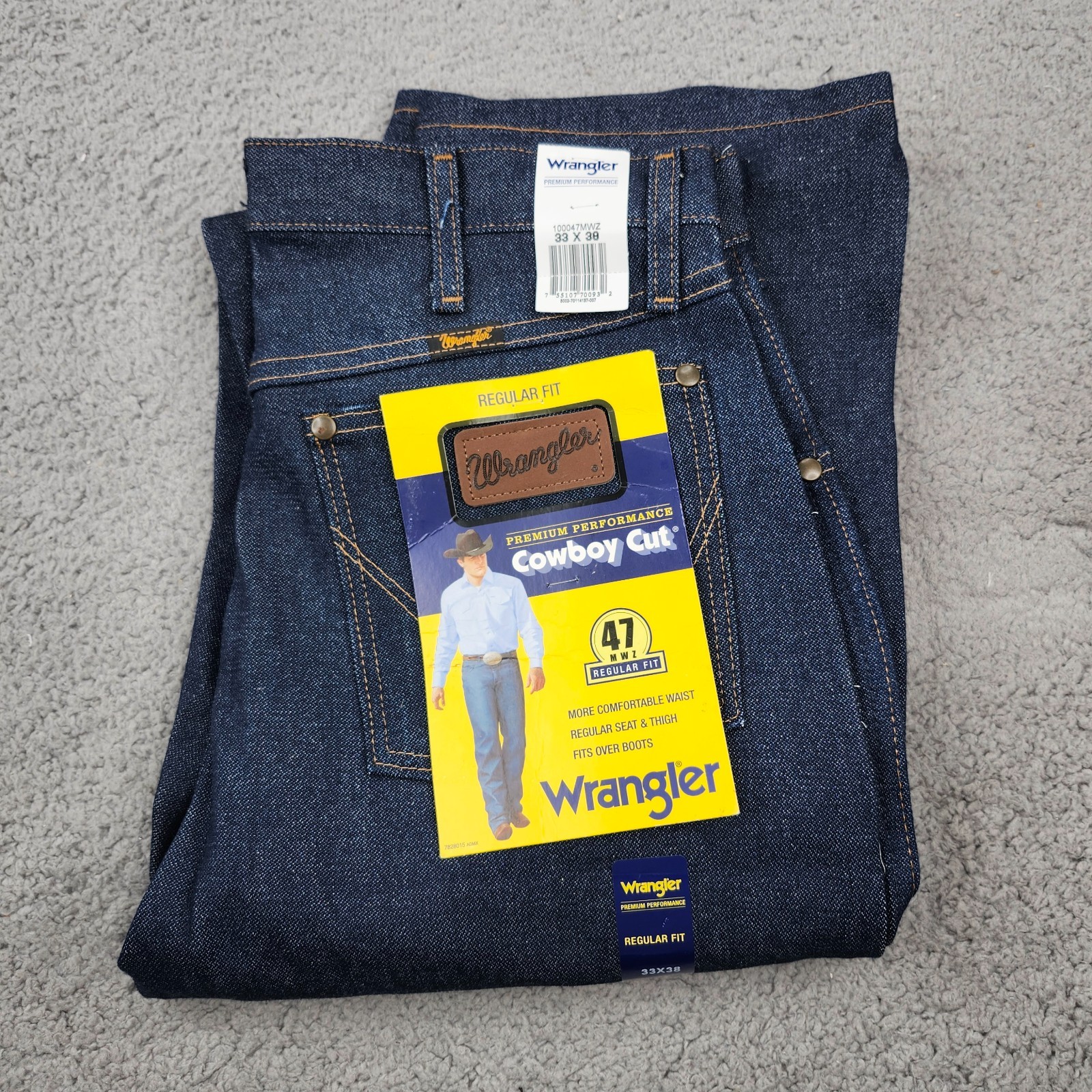 Wrangler Jeans Mens 33×38 Blue Cowboy Cut Denim Western Rodeo 47MWZ NEW NWT