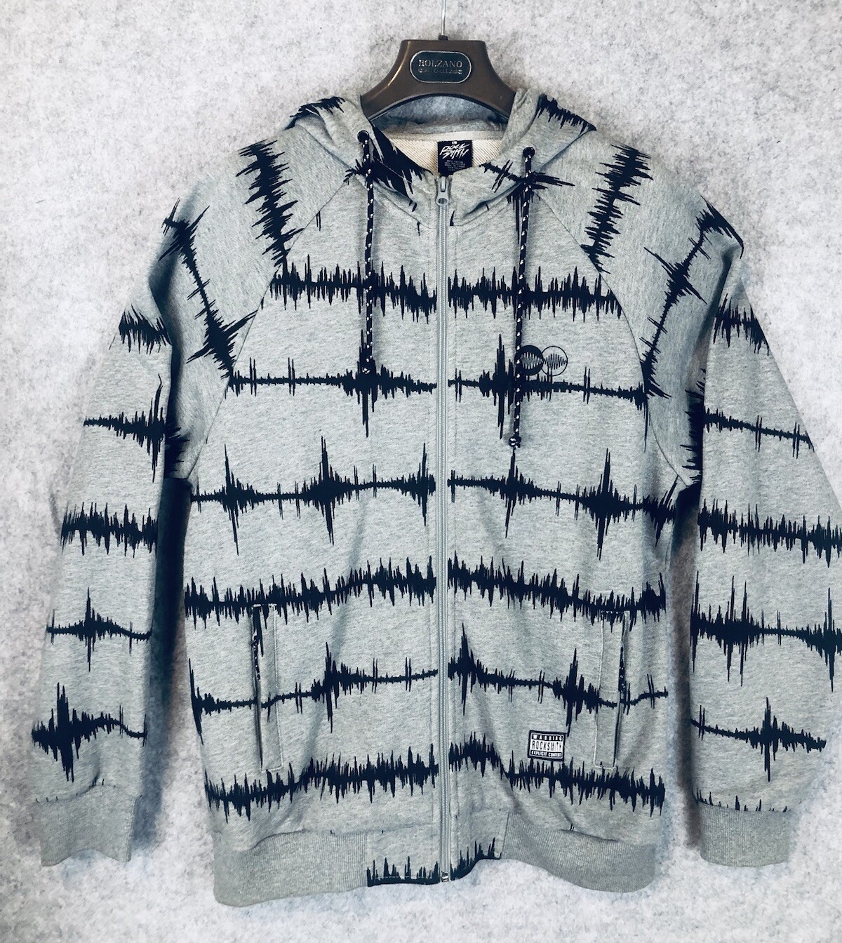 ROCKSMITH Hoodie Size L All Over Sound wave Print 90s Grunge Music Hip Hop