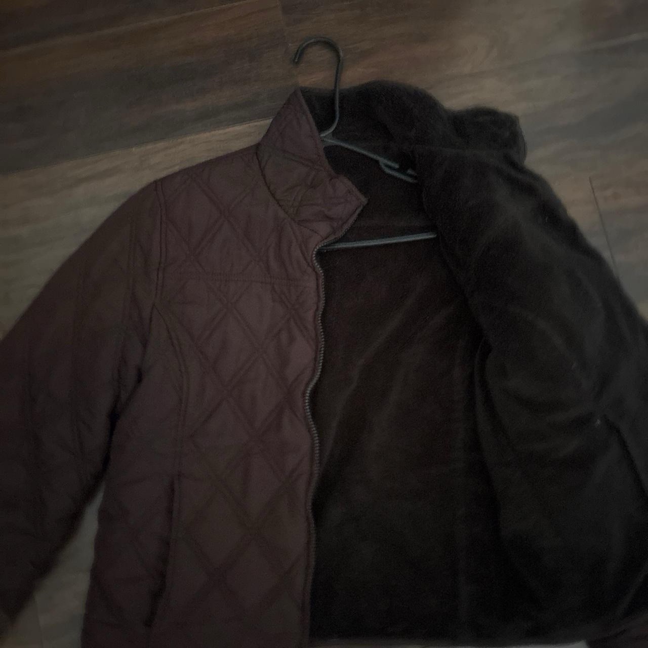 Women’s Brown Quilted Jacket M Juniors Full Zip Short Long Sleeve