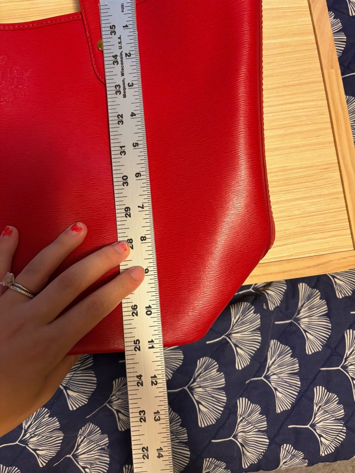 Lauren Ralph Lauren Red Tote Bag Tassel Shoulder Handbag