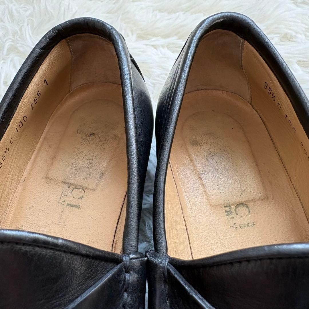 Rare GUCCI Horsebit Loafers Black Leather 35.5 22.5cm Elegant Italian Made