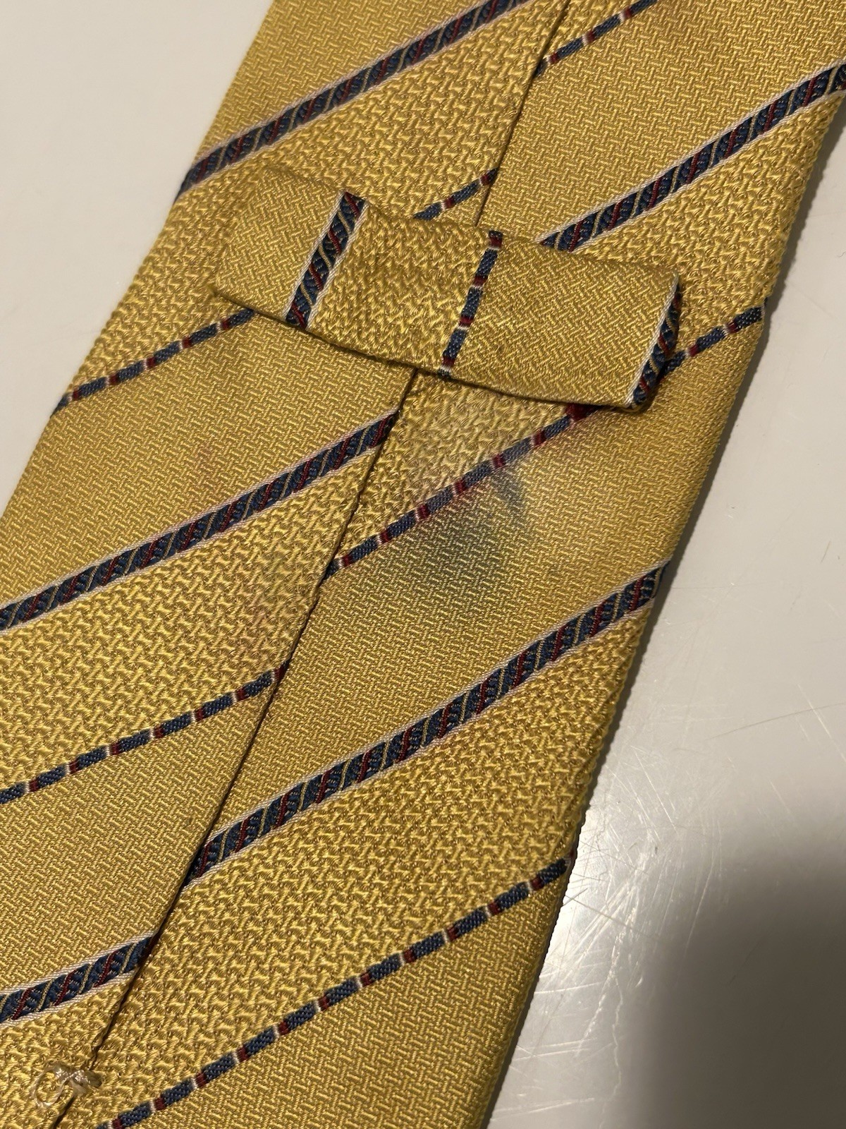 Brioni Men’s Yellow Silk Tie Striped Made In Italy