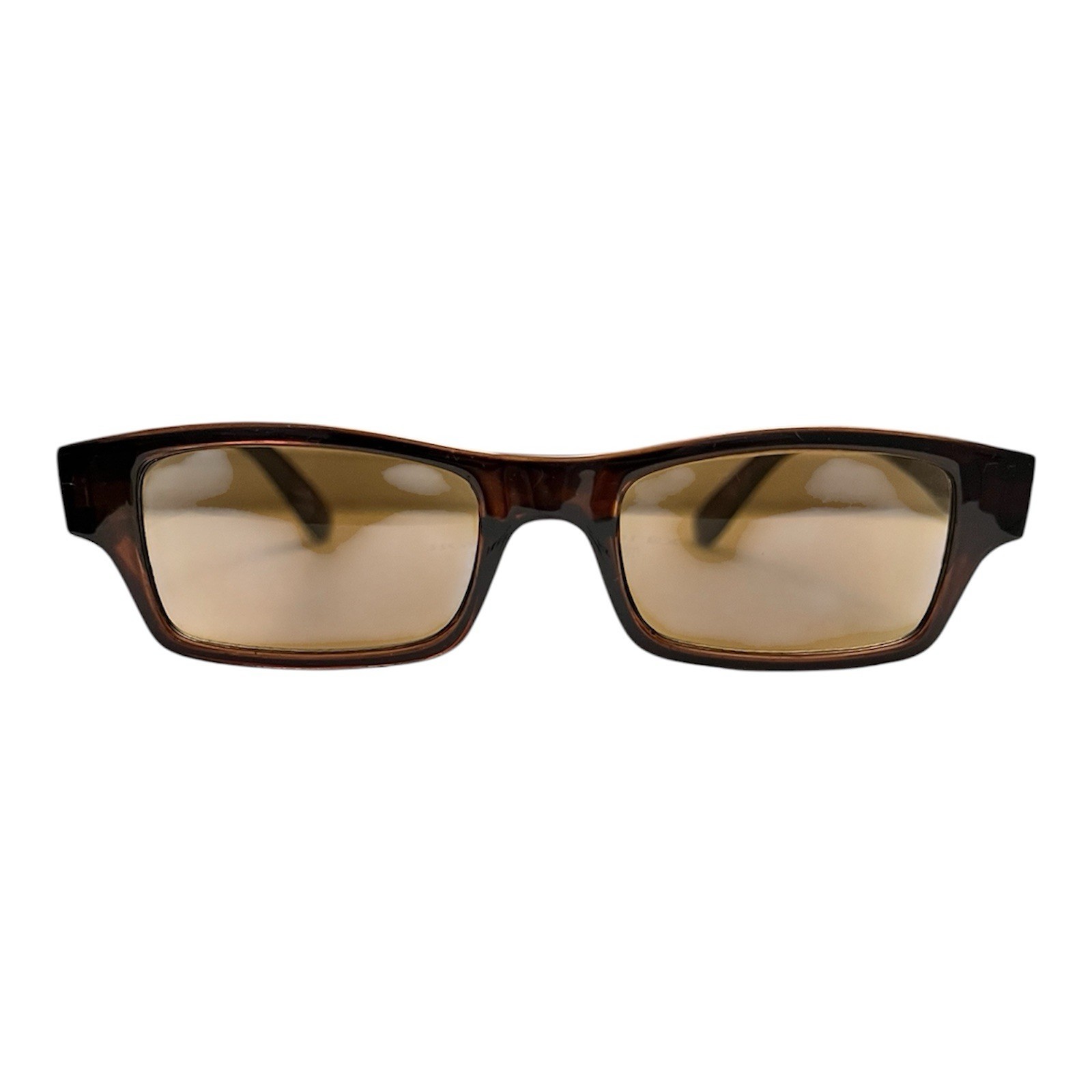 Y2K Brown Rectangular Reading Sunglasses +2.50 Diopter Amber Tint Sun Readers