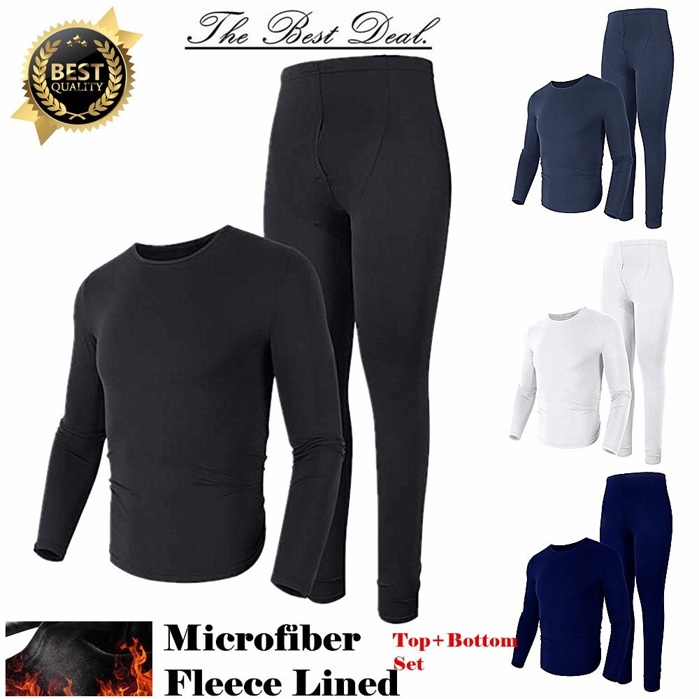 Men Winter Thermal Microfiber Fleece Lined Ultra Soft Long Johns Underwear Set