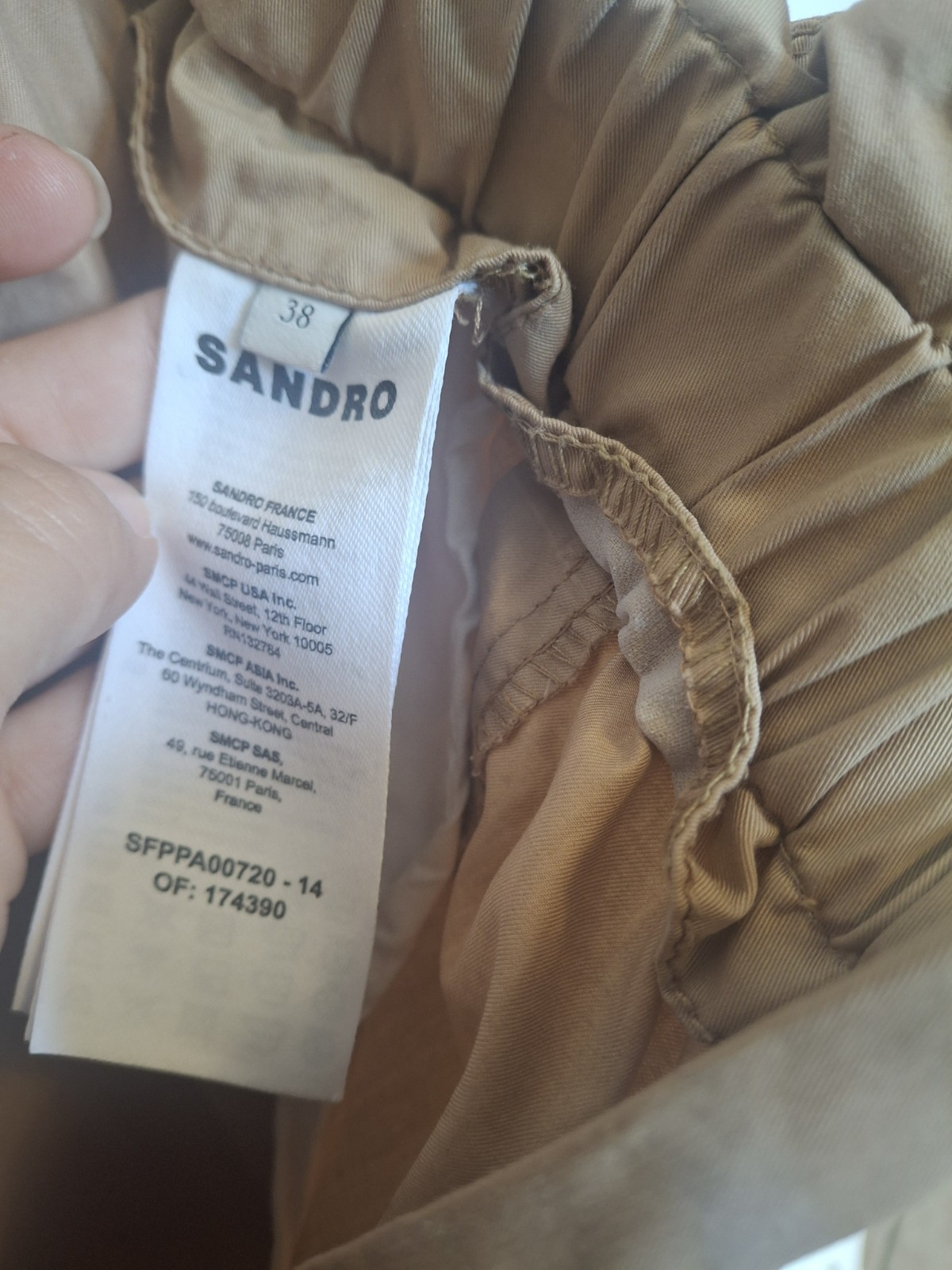 Sandro Paris High-Waisted Cargo Pants Tan Khaki Size