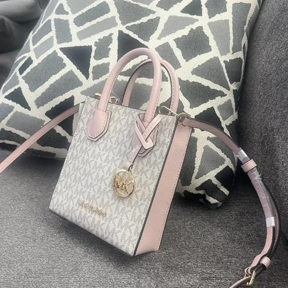 NWT Michael Kors Mercer Extra Small Shopper Crossbody Bag Powder Blush Multi