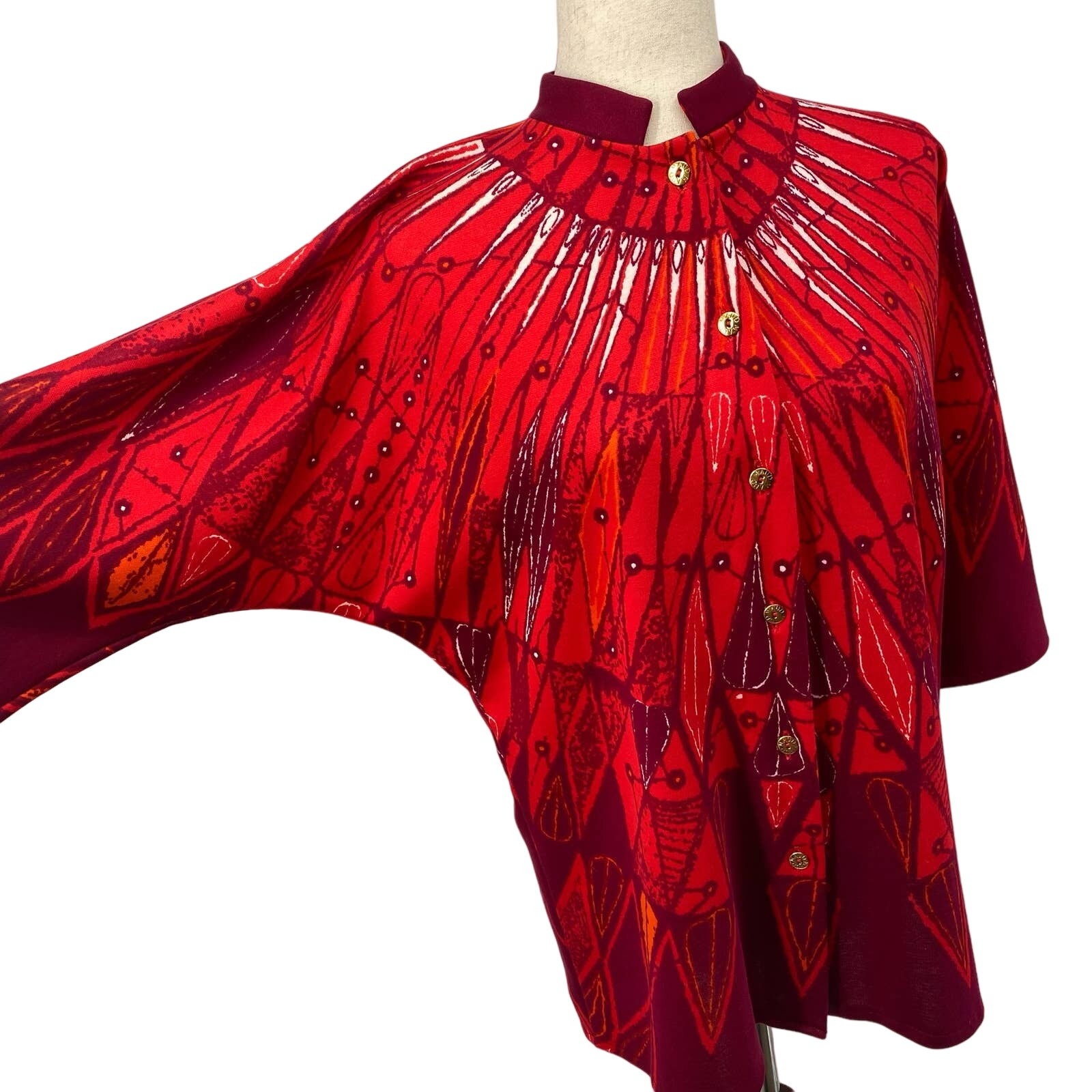 Vtg Maud Fudin Fredholm Boutique Sweden Bohemian Art to Wear Dolman Jacket M Red