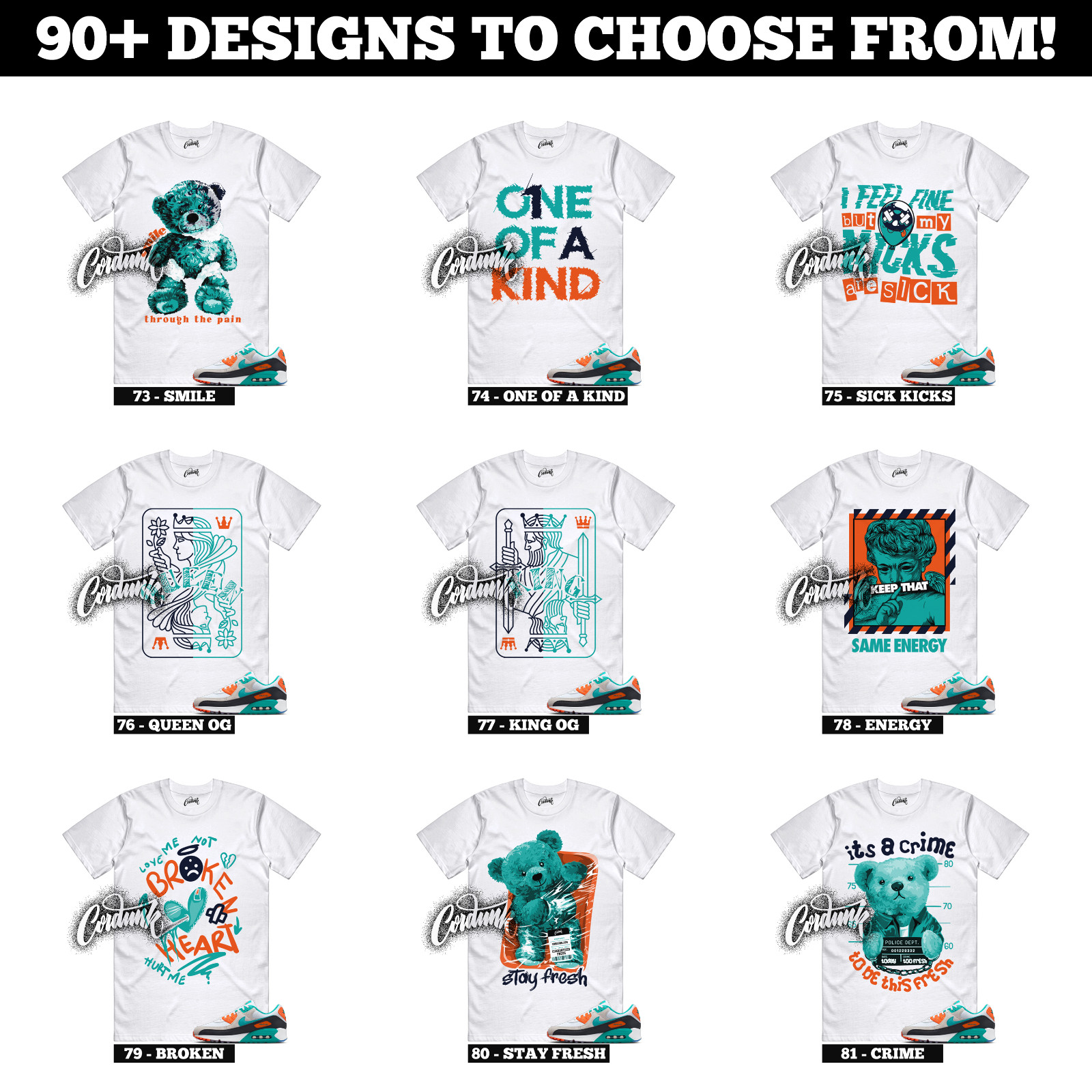 Miami Air Max 90 Dolphins White Pitch Blue Turbo Green Sneaker T Shirt to Match