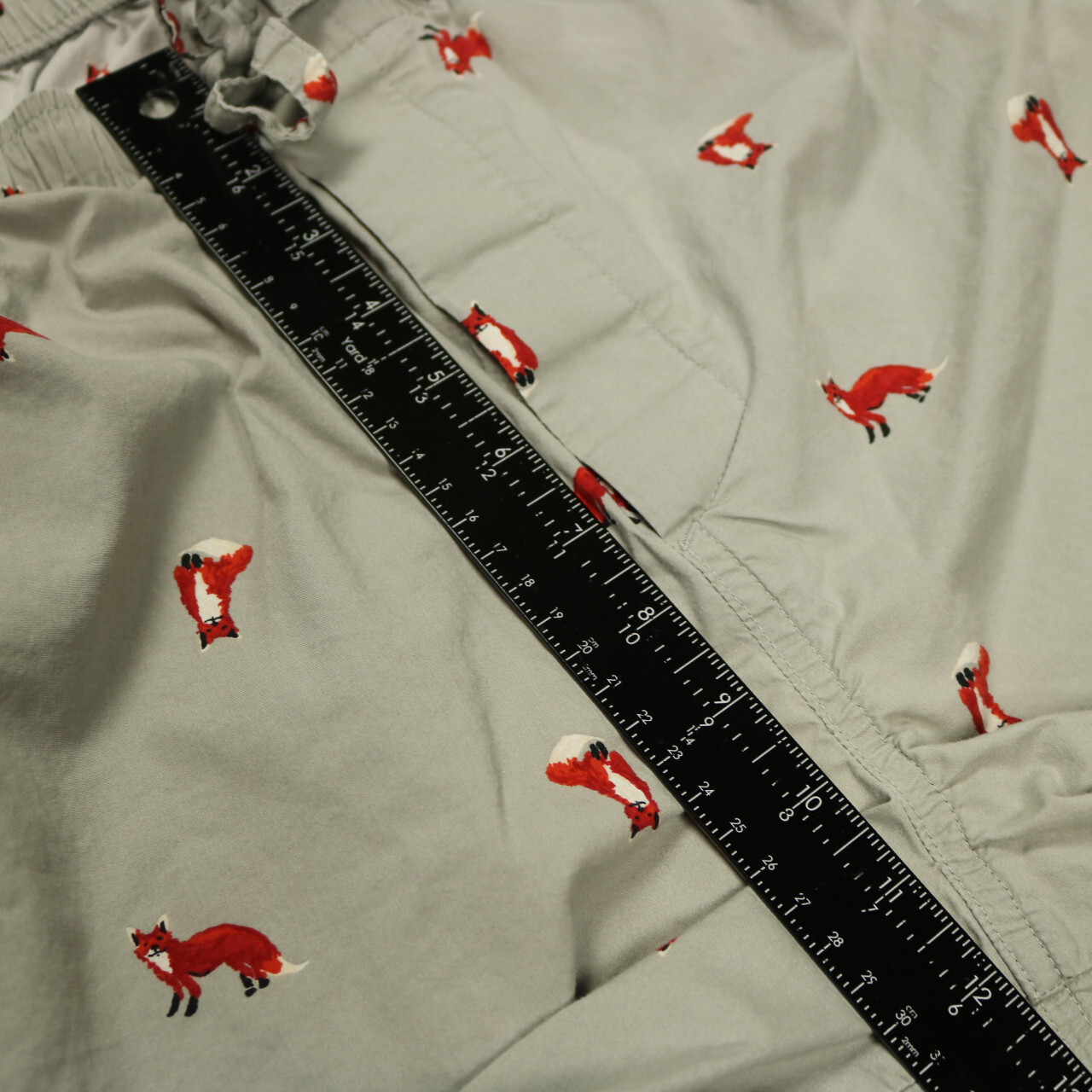 Lands End Foxes Pajama Pant Sleep Bottom Elastic Waist Button Fly Gray 2XL 44-46