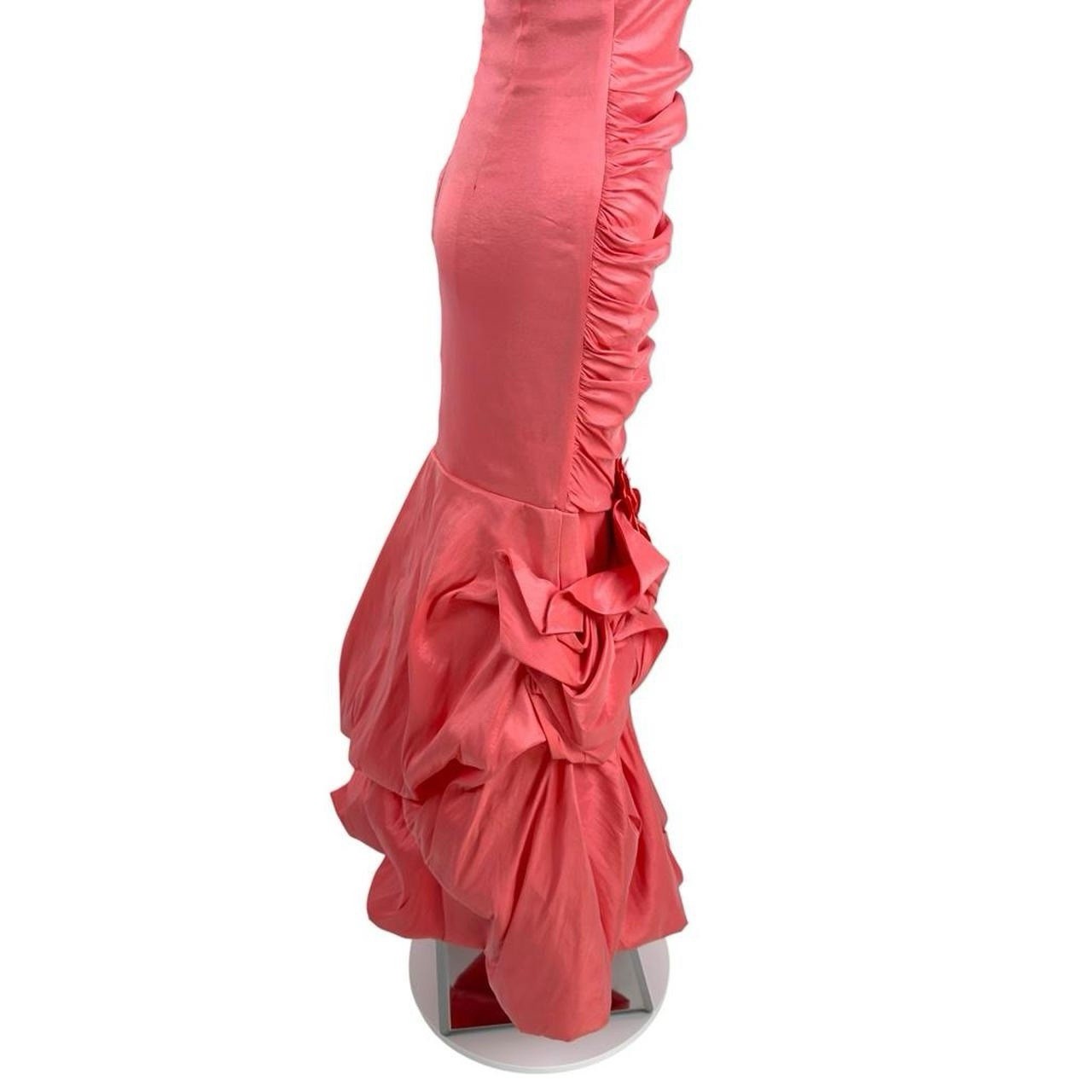 Vintage Pink Prom Dress Maxi Gown Glam Y2K Corset Mermaid Ruched Taffeta 4