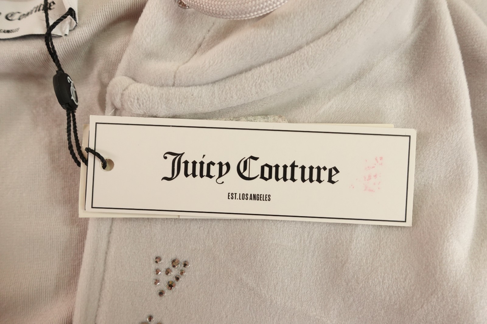 Juicy Couture Womens Medium Ash Gray Rhinestone Velour Full Zip Hoodie NWT *Flaw