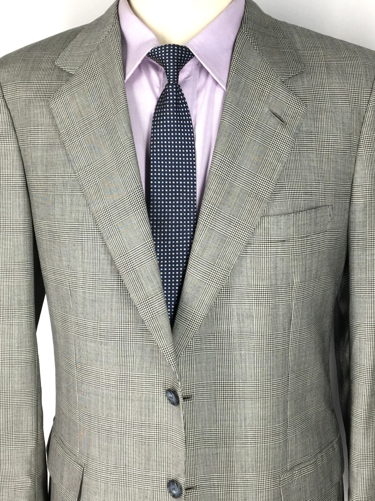 40R Brioni Italy Mens 2 Button 100% Wool Blazer Sport Coat Gray Glen Check