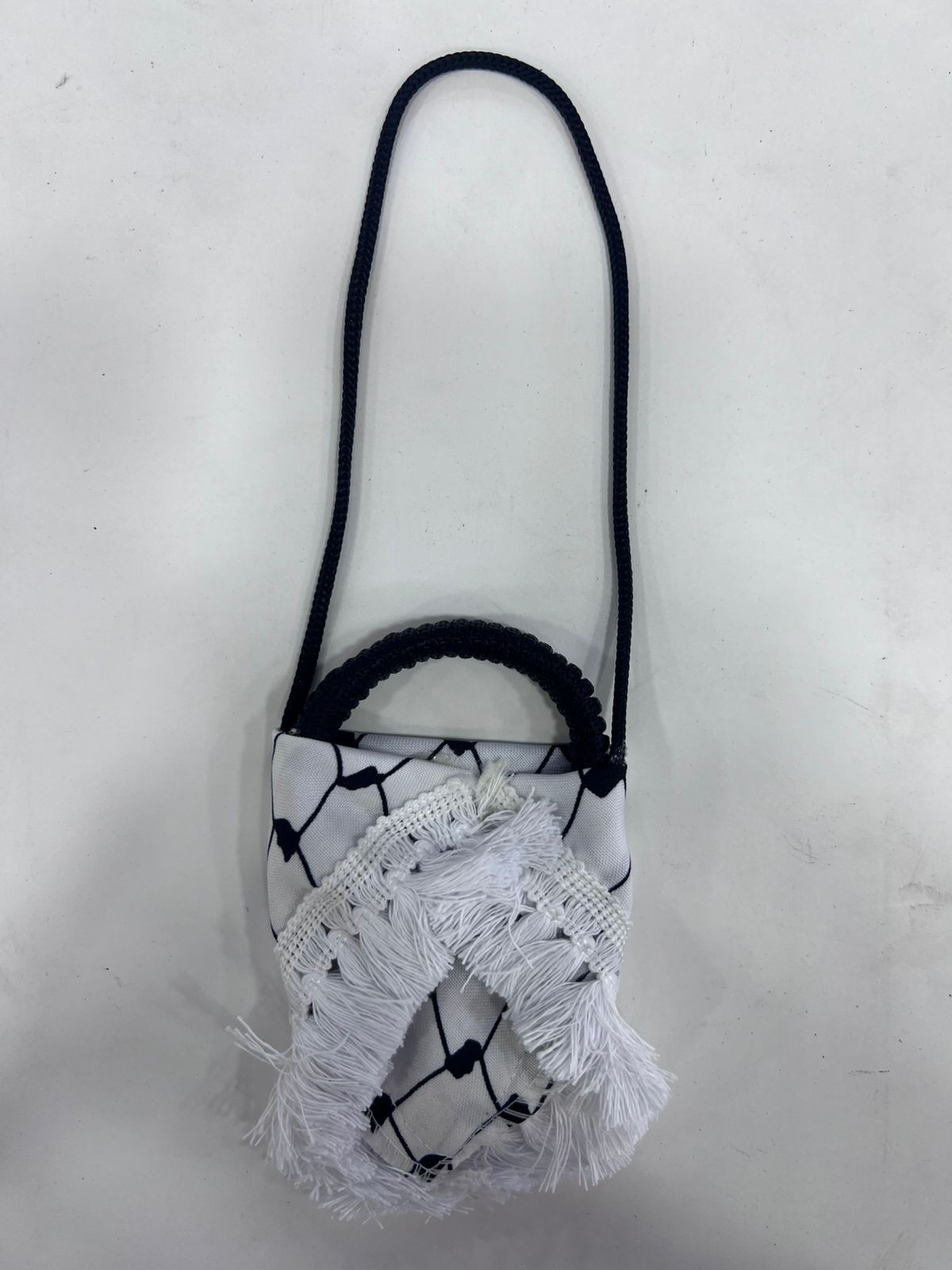 Jordanian Keffiyeh Car Mirror Charm Mini Bag Crown Pendant Boho Tassel Gift
